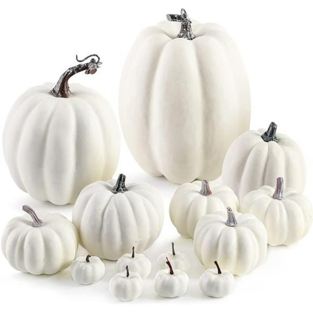14PCS White Fake Farmhouse Pumpkins